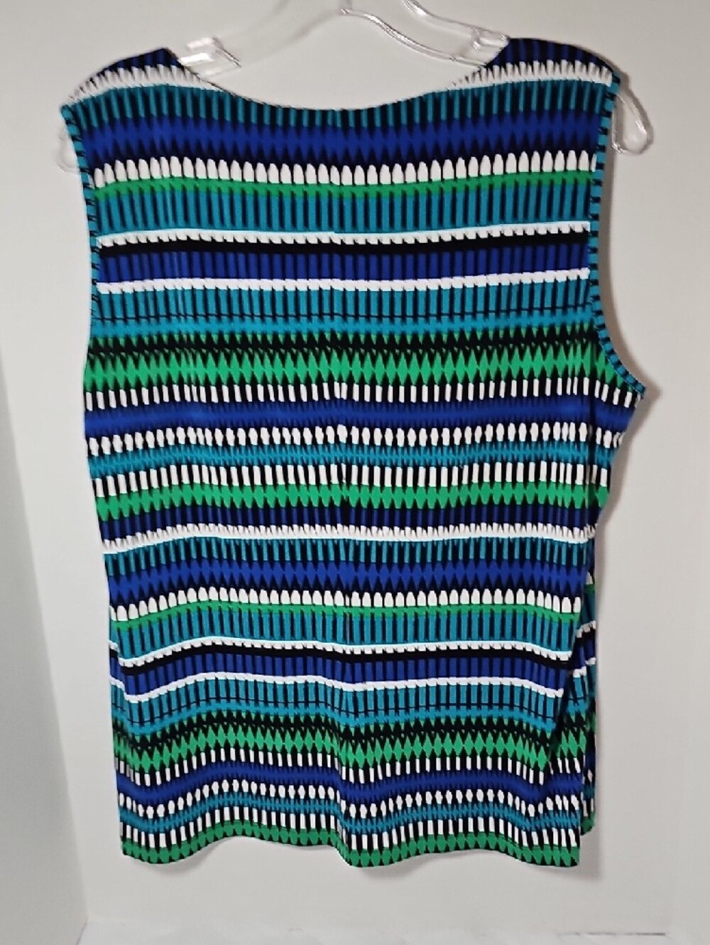 Calvin Klein Blue Green Geometric Sleeveless Blouse - Picture 3 of 3